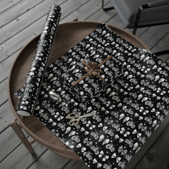 Motorcycles and Bows Black Gift Wrapping Paper
