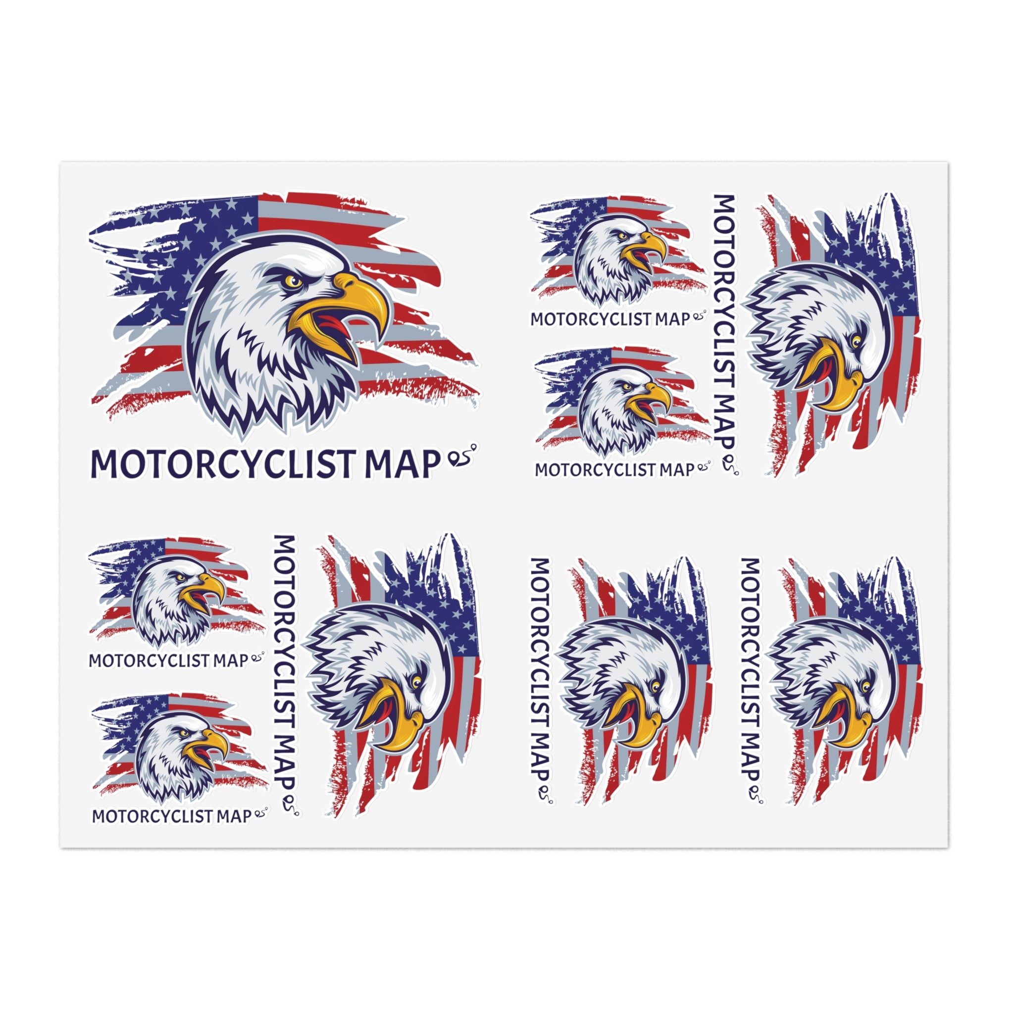 Motorcyclist Map Eagle Decal Sheets