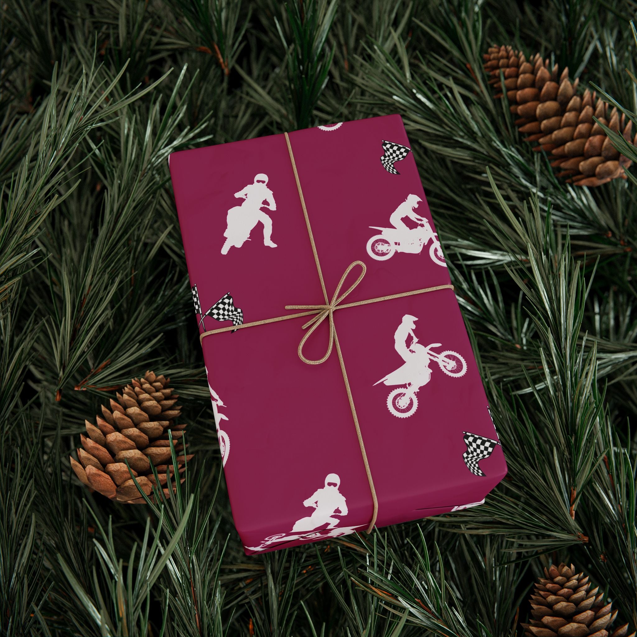 Gift Wrap - Pink Motocross