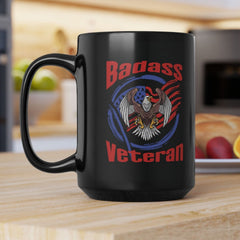 Badass Veteran Black Coffee Mug, 15oz