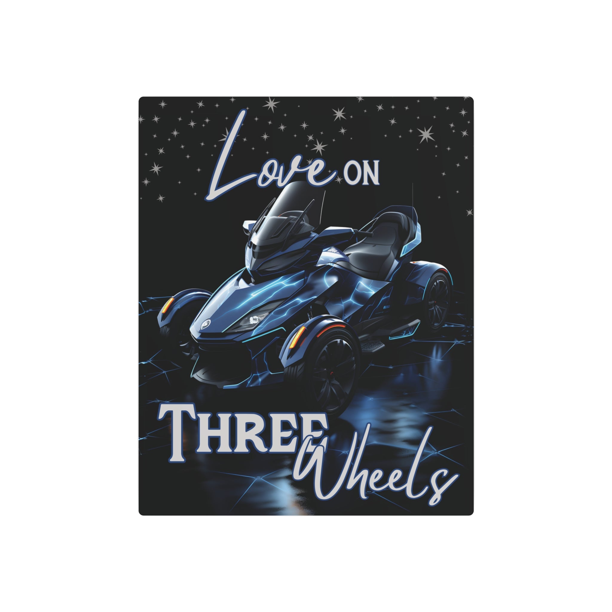 Spyder Motorcycle Metal Poster - Love on Three Wheels