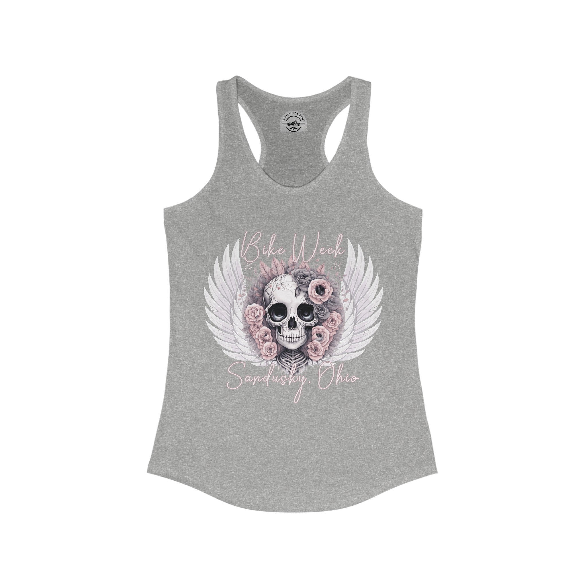 Ohio Bike Rally 2024 Cottagecore Skull Racerback Tank