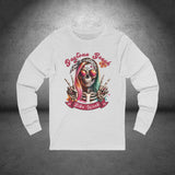 Ladies Daytona Bike Week 2025 Hipster Skull Long Sleeve Crew Neck TShirt