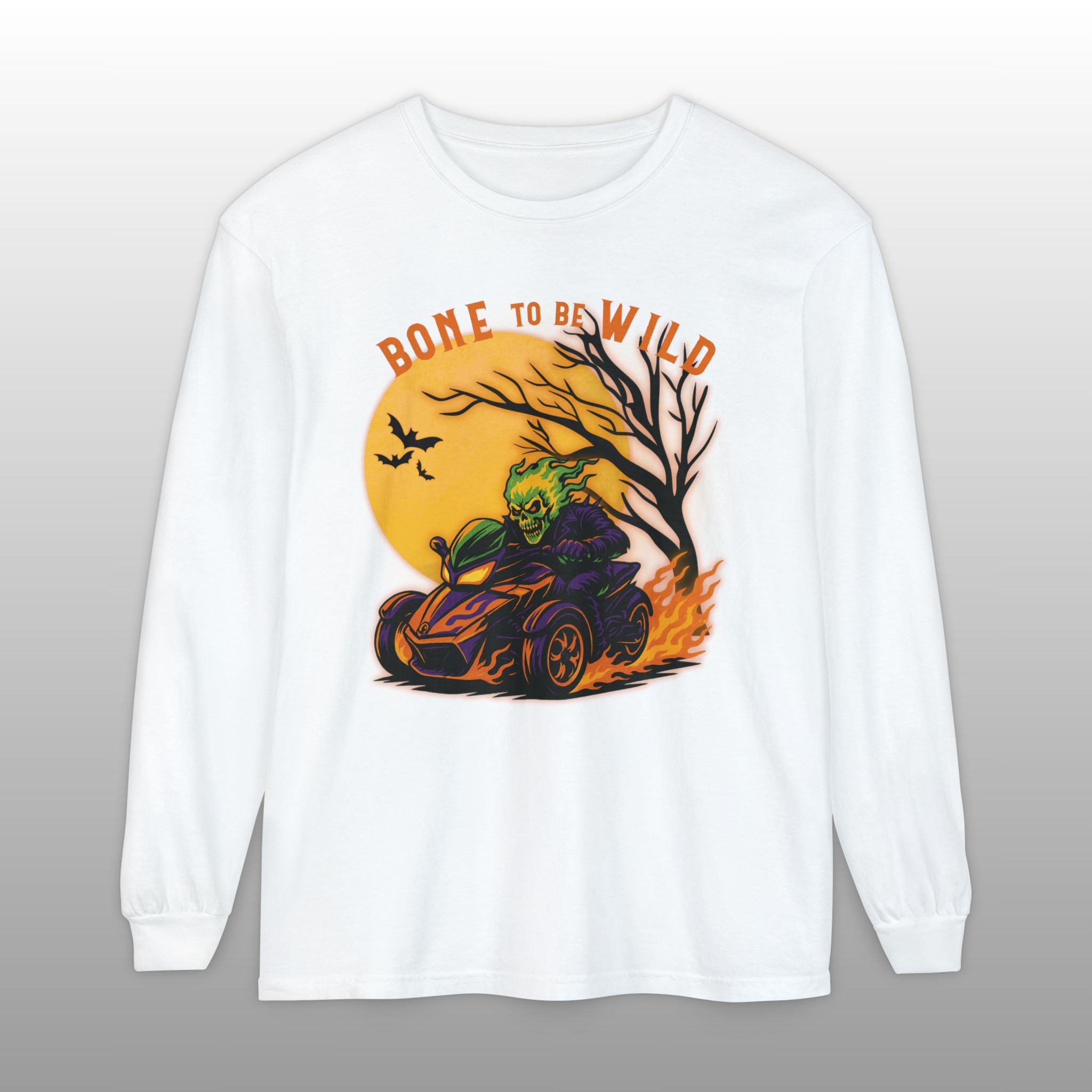 Spooky Skeleton Can-Am Spyder Halloween Long Sleeve Crew Neck TShirt