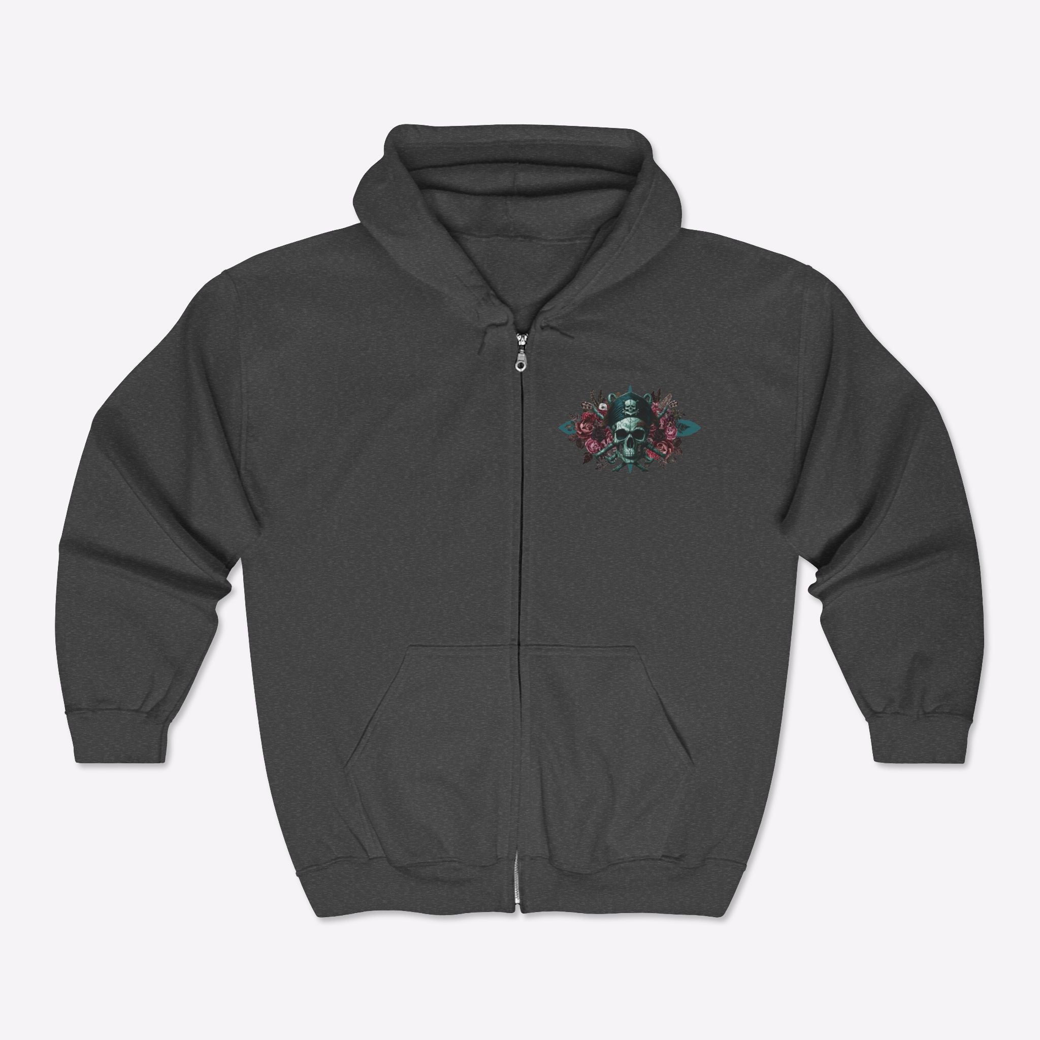 Vintage Pirate Skull Crossbones Zipper Hoodie