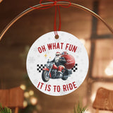 Biker Santa Aluminum Christmas Ornament