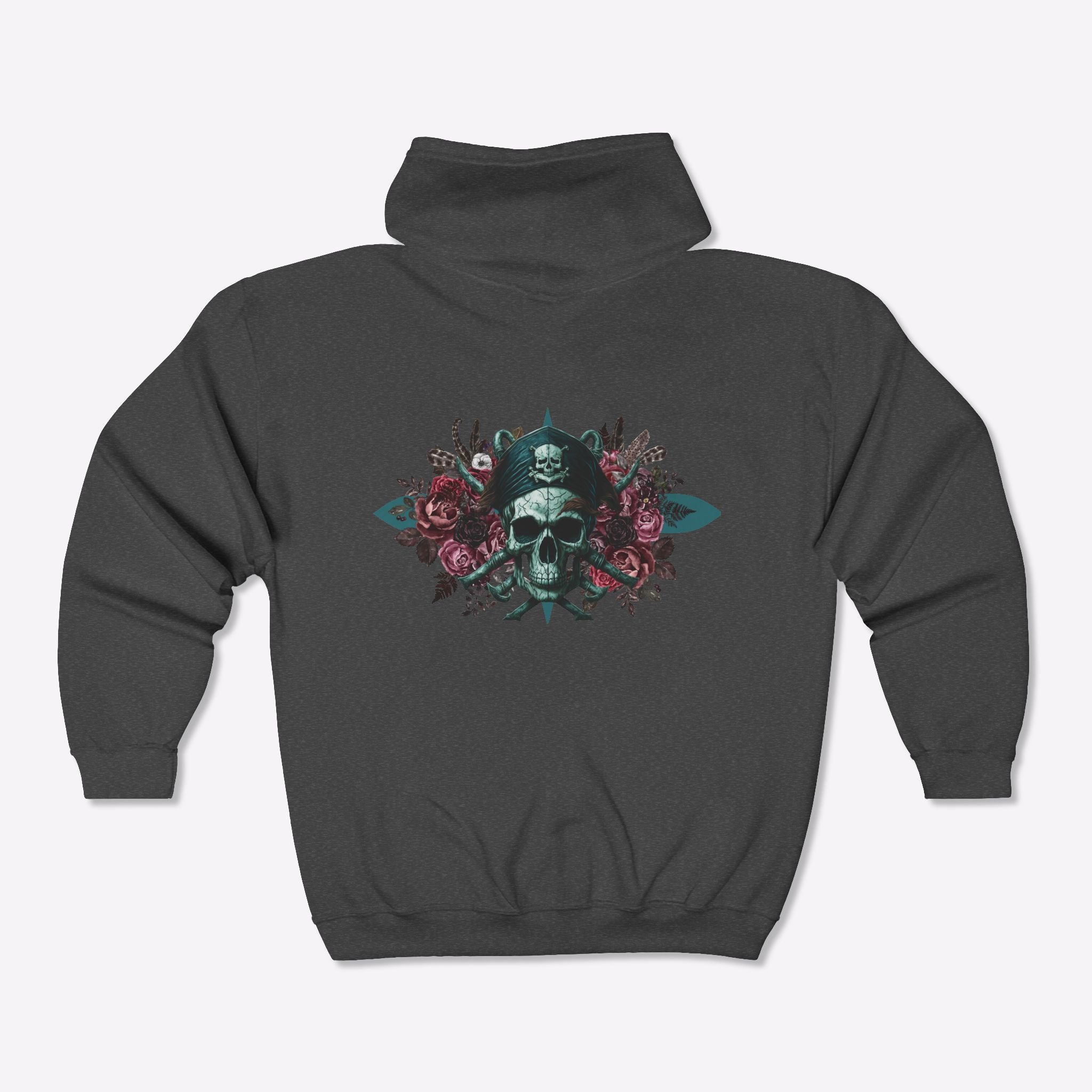 Vintage Pirate Skull Crossbones Zipper Hoodie
