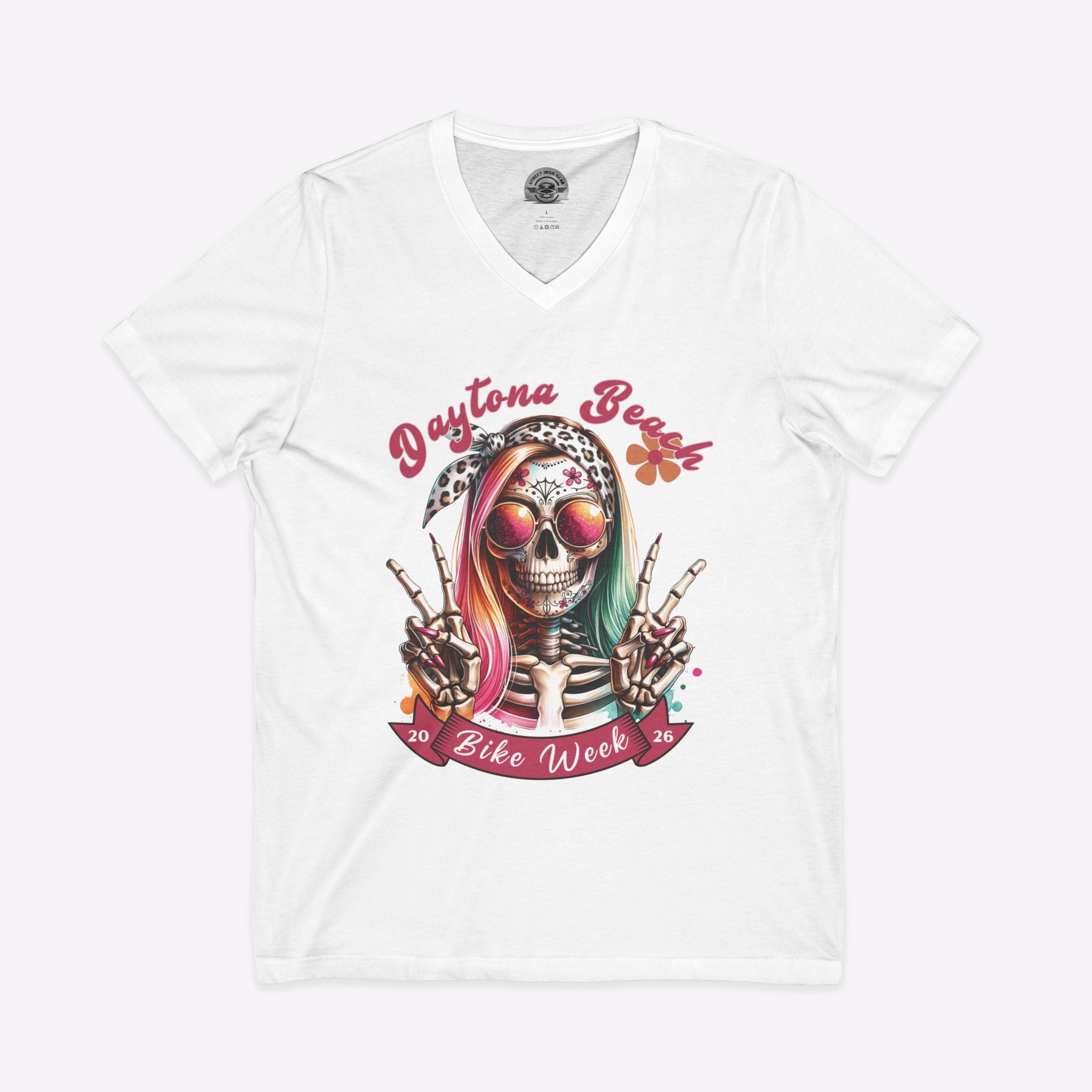 Daytona Bike Week 2026 Hipster Skull Women's V-Neck