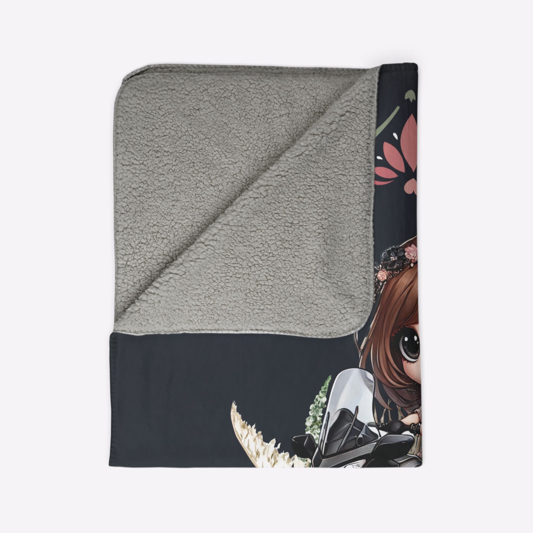 Can-Am Spyder Chibi Girl Cottagecore Sherpa Blanket