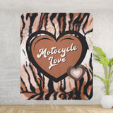 Motorcycle Love Tiger Print Fleece Sherpa Blanket