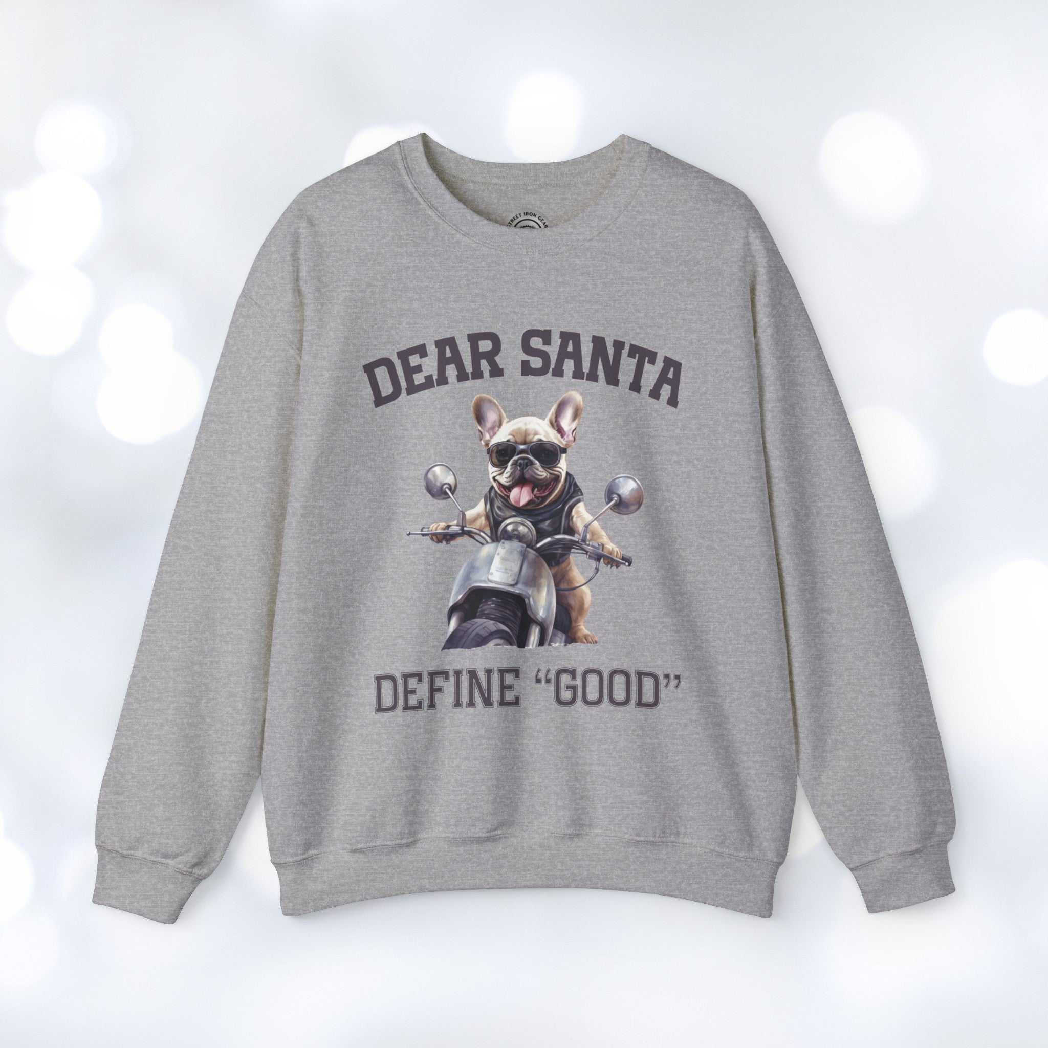 French Bulldog Biker Christmas Crew Neck Sweatshirt