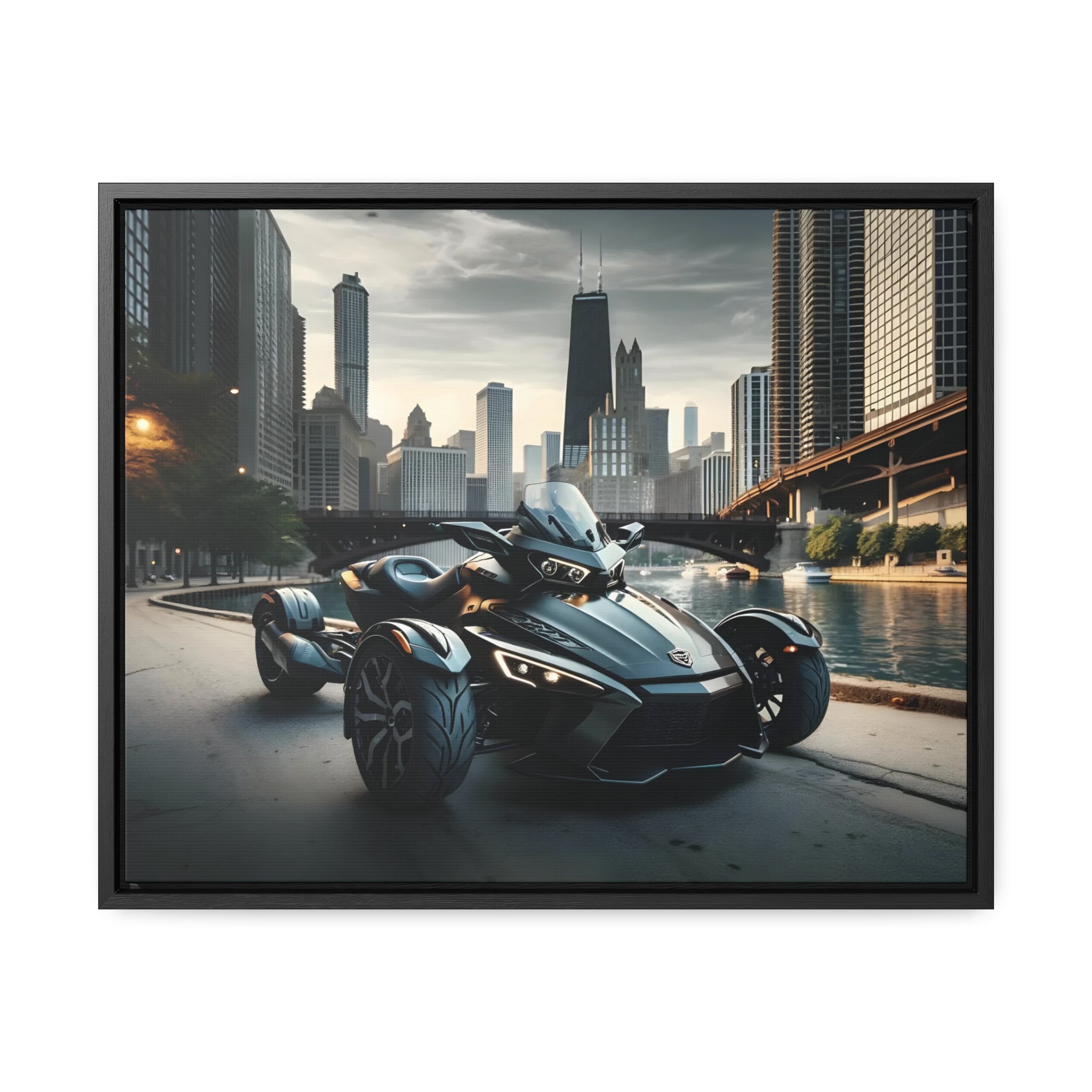 Futuristic Spyder Motorcycle Framed Canvas Print