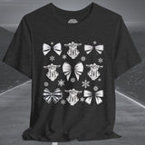 Ladies Christmas Motorcycle & Bows Crew Neck TShirt