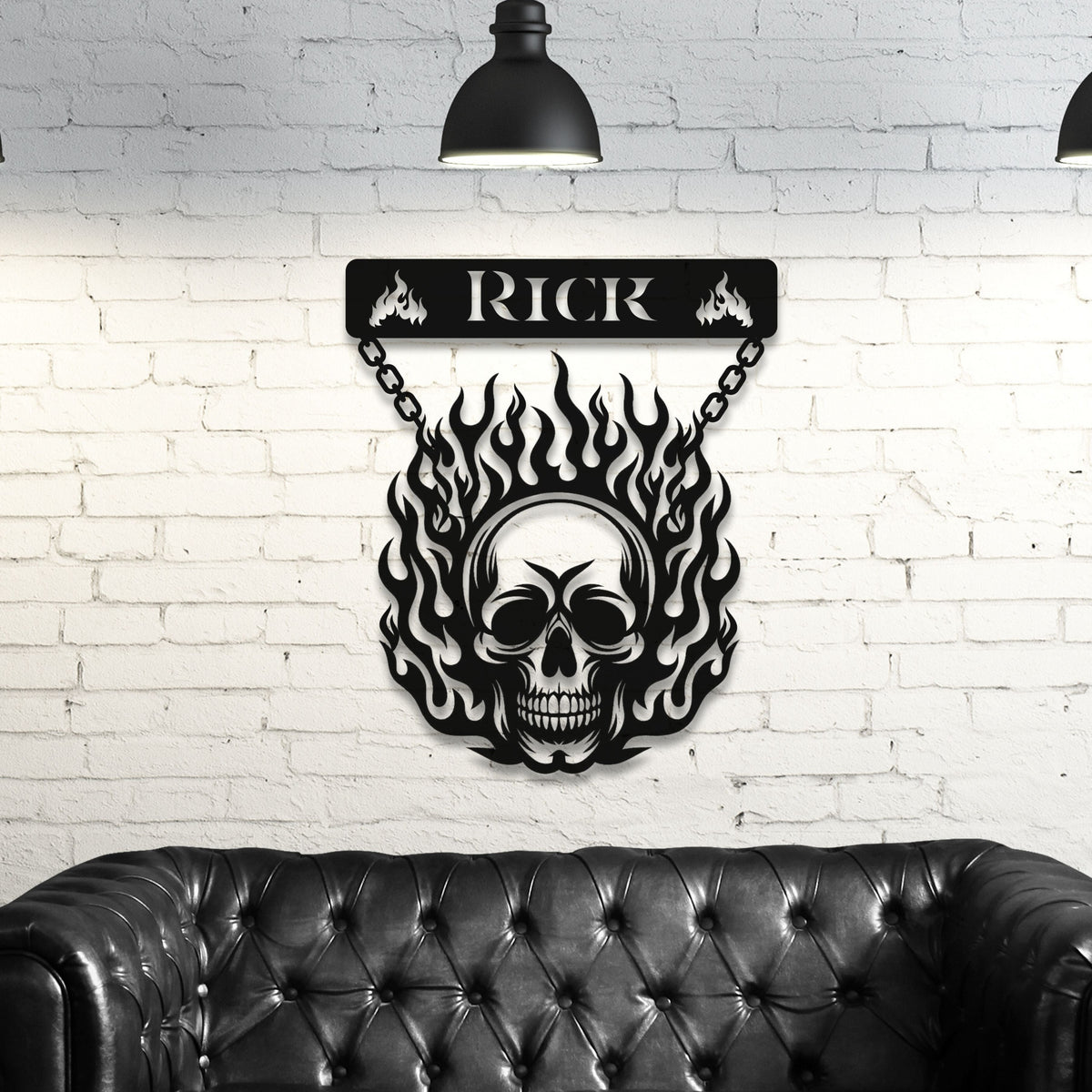 Flaming Skull Steel Wall Decor (Customizable)