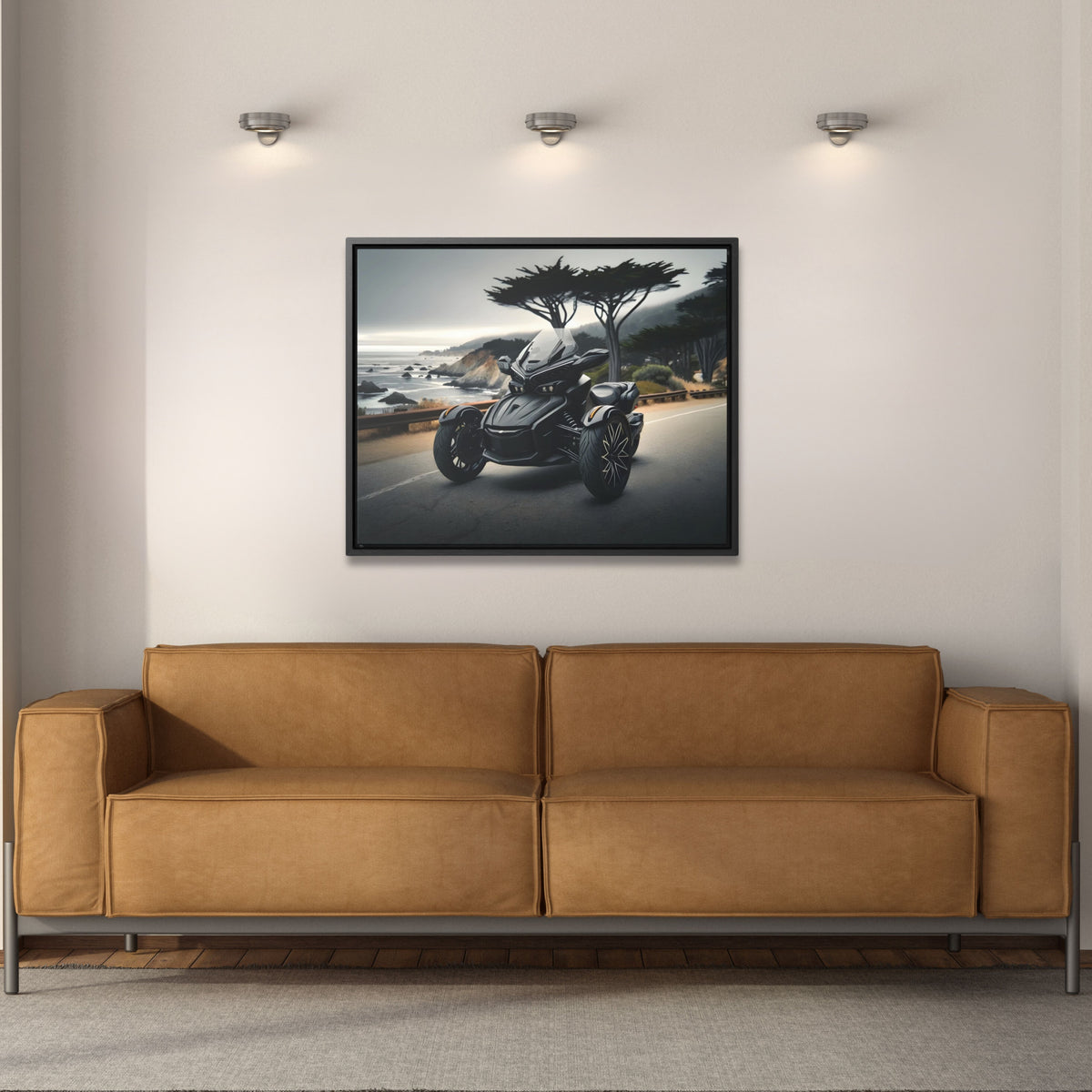 Futuristic Ryker Motorcycle Framed Canvas Print