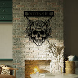 Skull and Rose Steel Wall Art (Customizable)