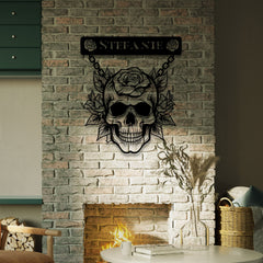 Skull and Rose Customized Steel Wall Art