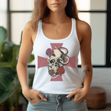 Vintage Skull, Snake & Cross Racerback Tank Top