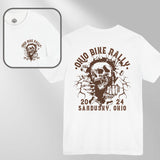 Ohio Bike Rally 2024 Grunge Skull Crew Neck TShirt