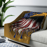 American Since 1776 Sherpa Eagle Flag Blanket (gold)