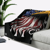 American Since 1776 Sherpa Eagle Flag Blanket (black)