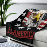 Proud to be an American Sherpa Eagle Flag Blanket (black)