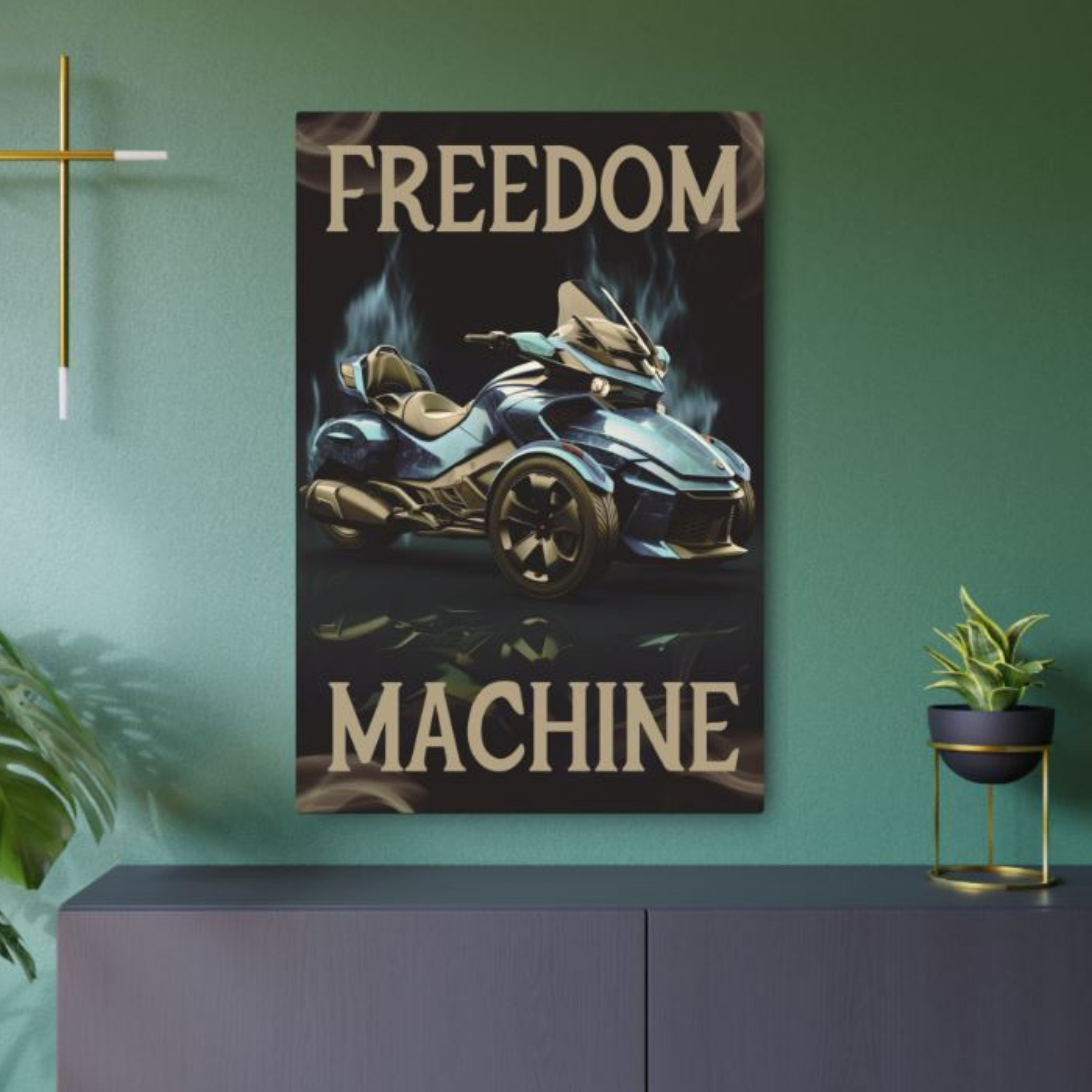 Spyder Motorcycle Metal Poster - Freedom Machine