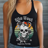 Ladies Daytona Bike Week 2025 Skull and Roses Racerback Tank