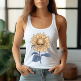 Cottagecore Skull Sunflower Racerback Tank Top