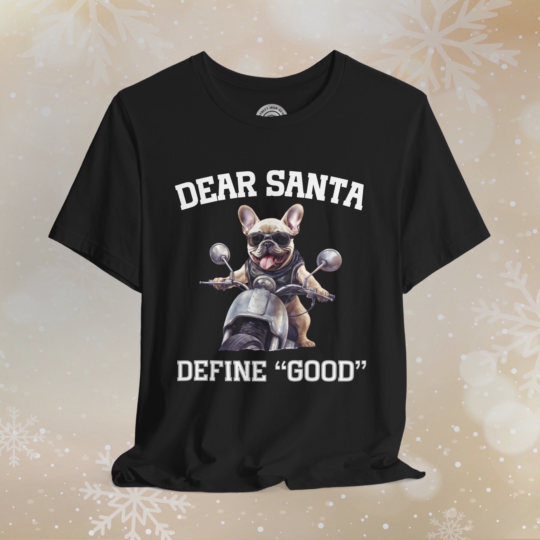 French Bulldog Biker Christmas Crew Neck TShirt