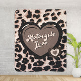 Motorcycle Love Animal Print Fleece Sherpa Blanket