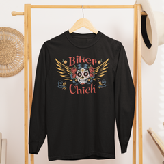 Biker Chick Day of the Dead Long Sleeve TShirt