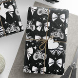 Motorcycles and Bows Black Gift Wrapping Paper