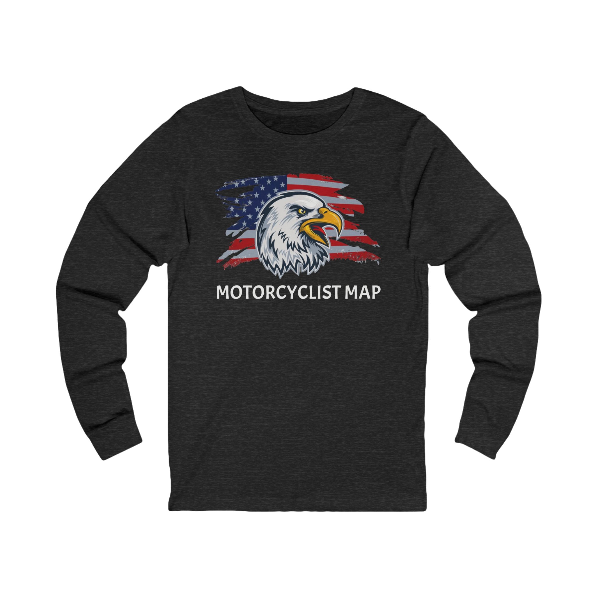 Motorcyclist Map Long Sleeve Crew Neck TShirt