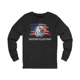 Motorcyclist Map Long Sleeve Crew Neck TShirt