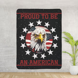 Proud to be an American Sherpa Eagle Flag Blanket (black)