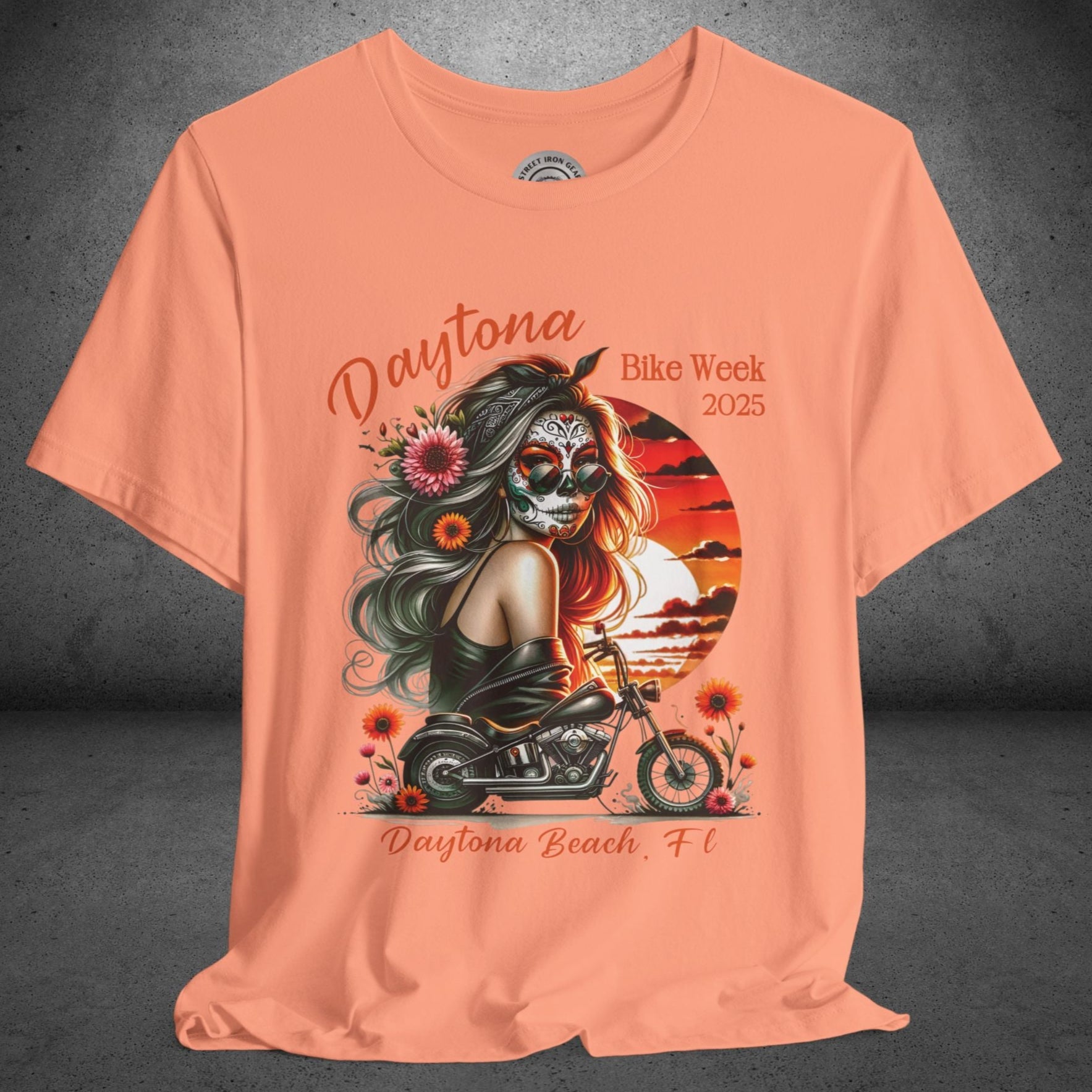 Ladies Daytona Bike Week 2025 Day of the Dead Crew Neck TShirt