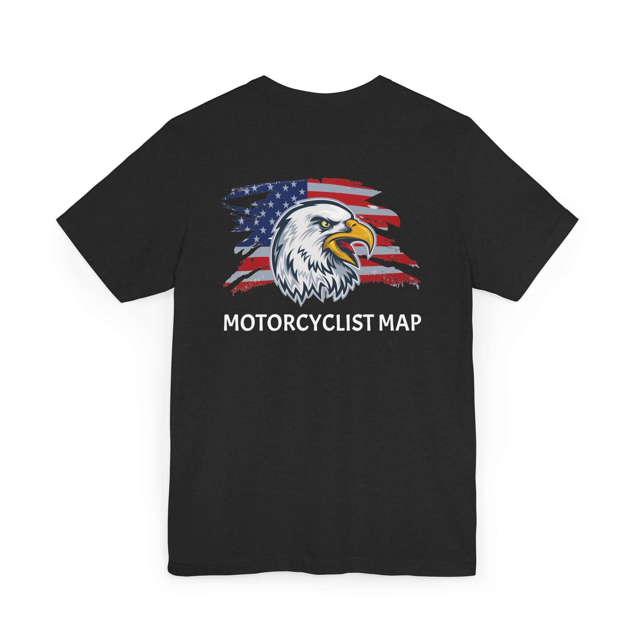 Motorcyclist Map American Since 1776 Vintage Soft Crew Neck TShirt (2-sided print)