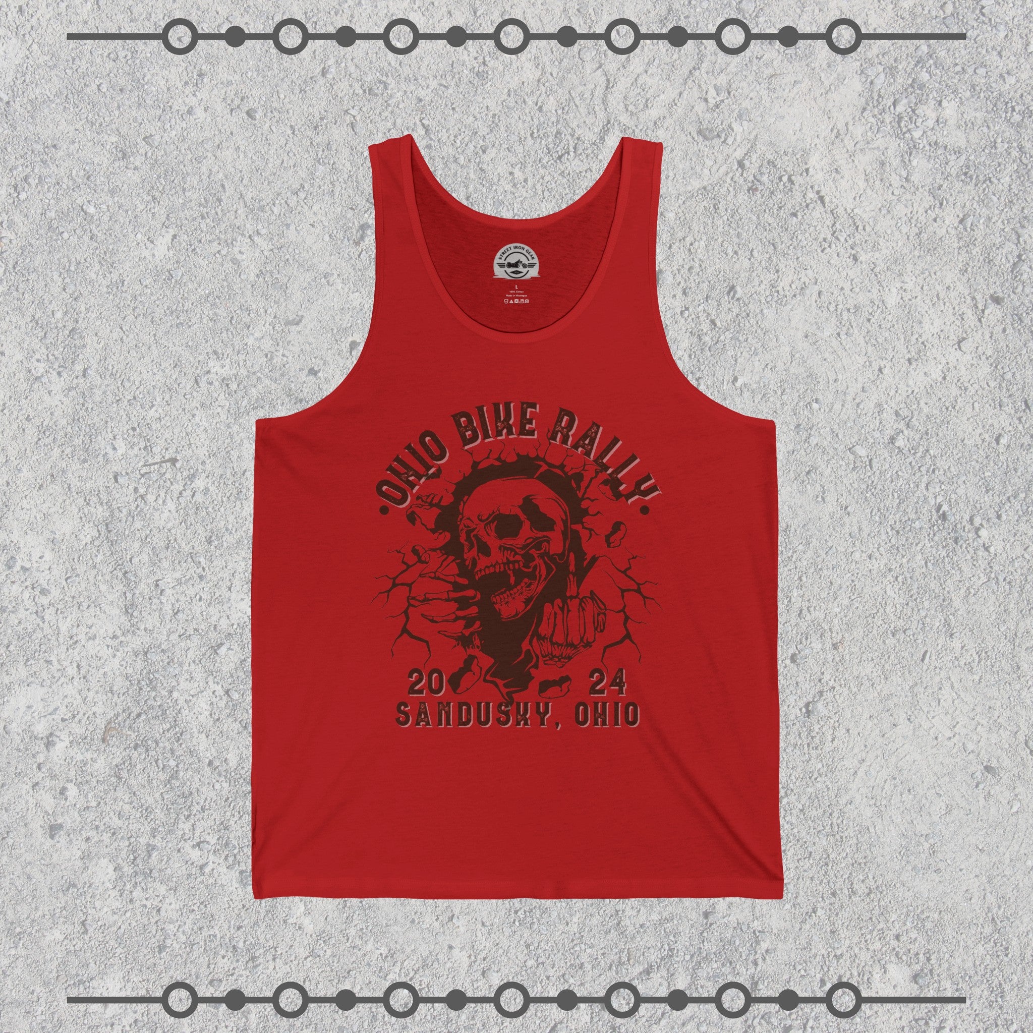 Ohio Bike Rally 2024 Grunge Skull Jersey Tank