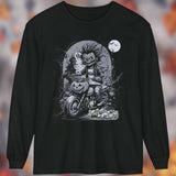 Halloween Biker Long Sleeve Crew Neck TShirt