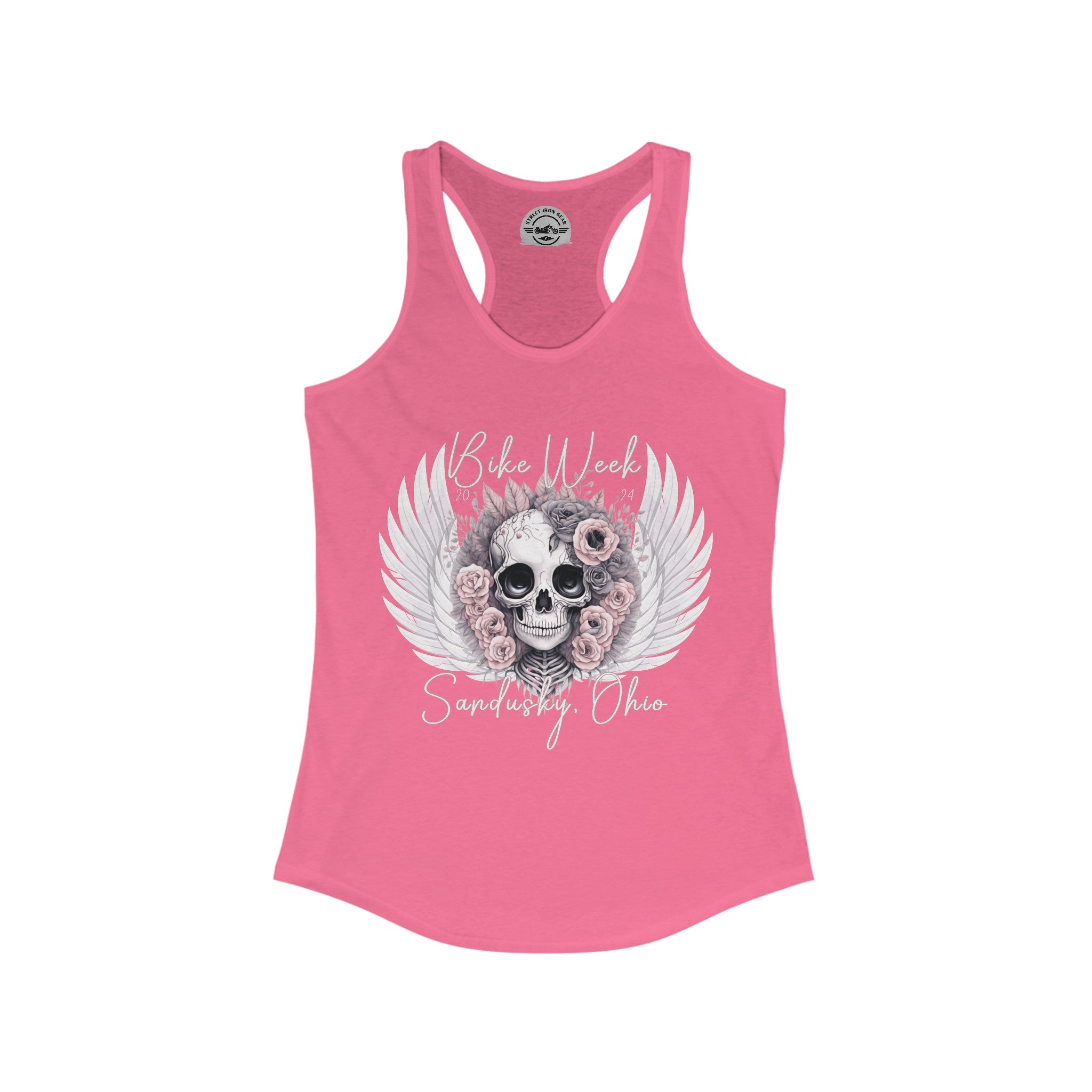 Ohio Bike Rally 2024 Cottagecore Skull Racerback Tank