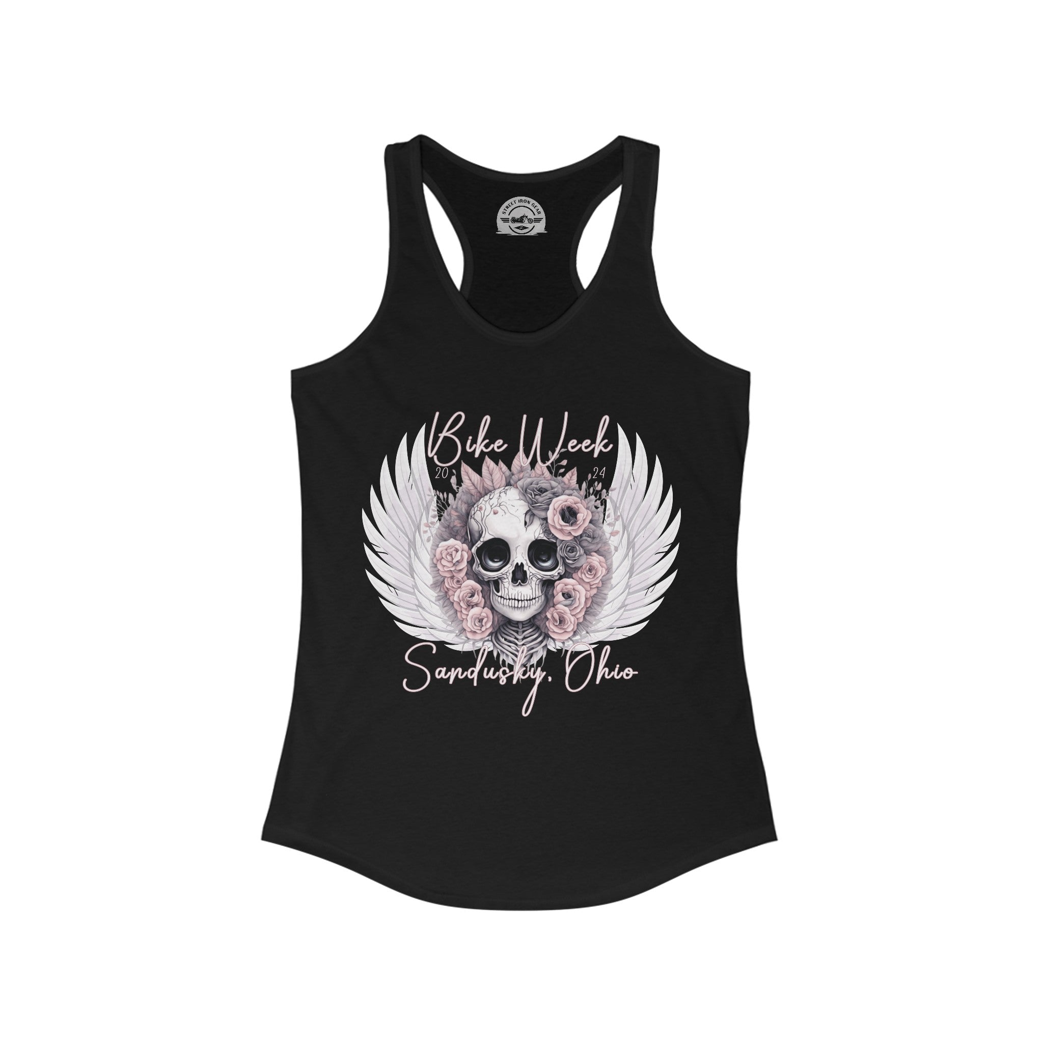 Ohio Bike Rally 2024 Cottagecore Skull Racerback Tank