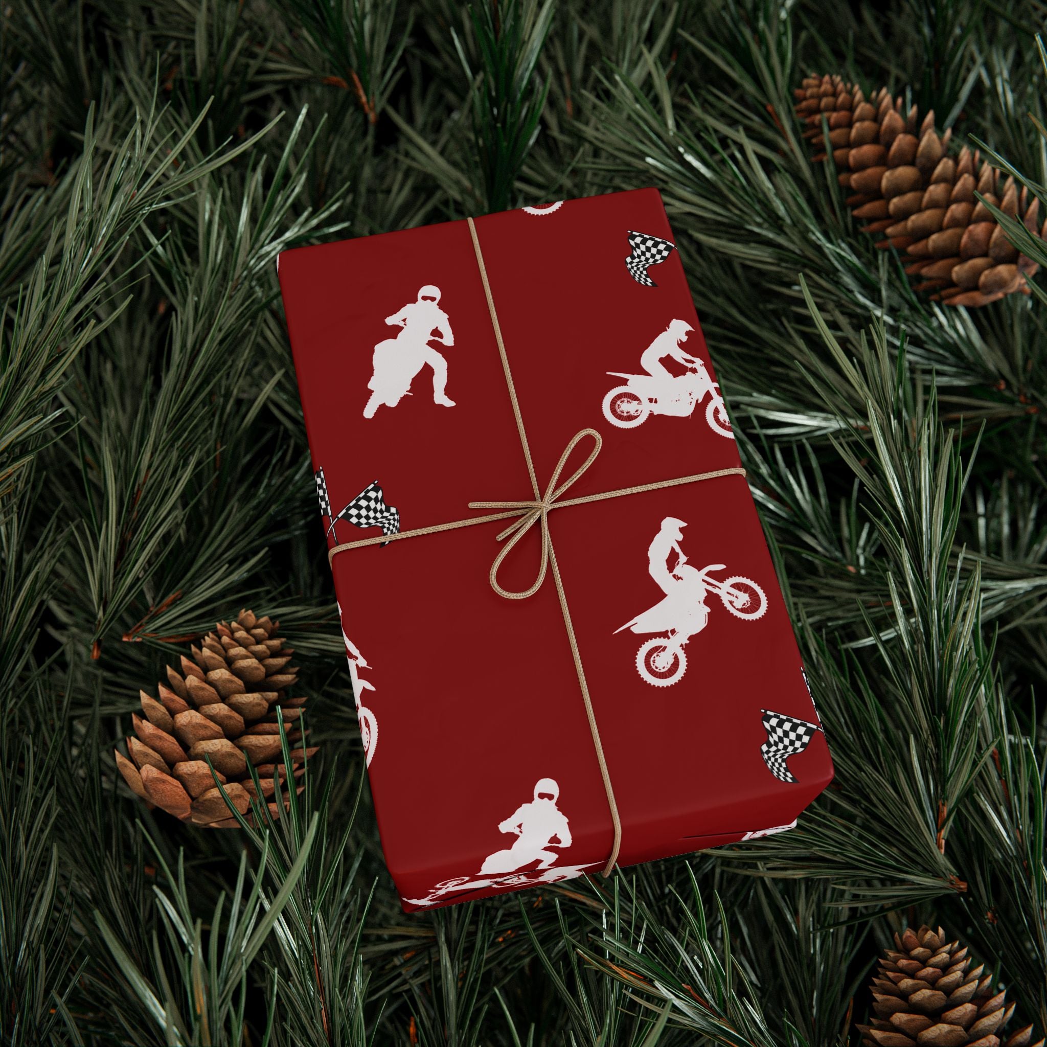 Gift Wrap - Red Motocross