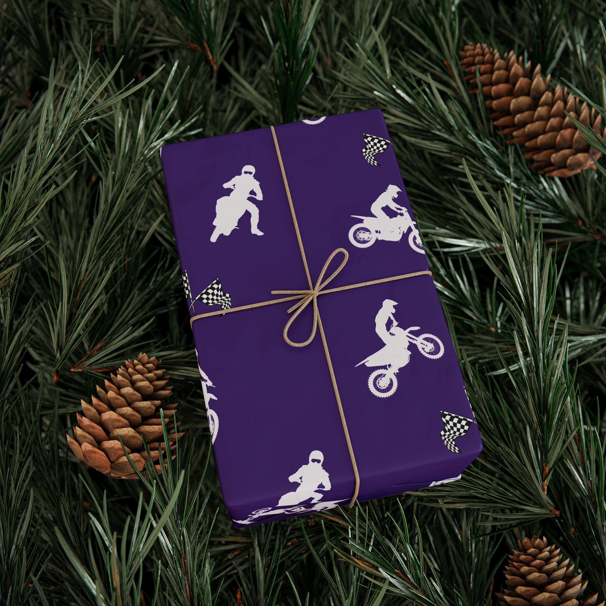 Gift Wrap - Purple Motocross