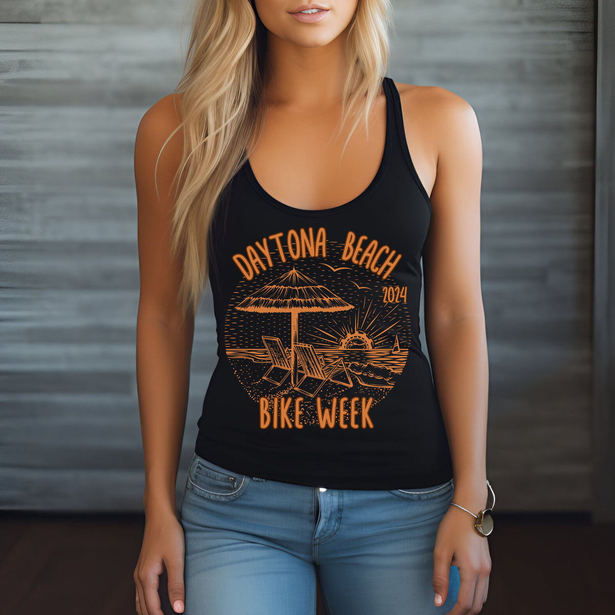 Daytona Beach Biker Week 2024 Womens Racerback Tank Top