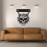 Skull and Rose Steel Wall Art (Customizable)