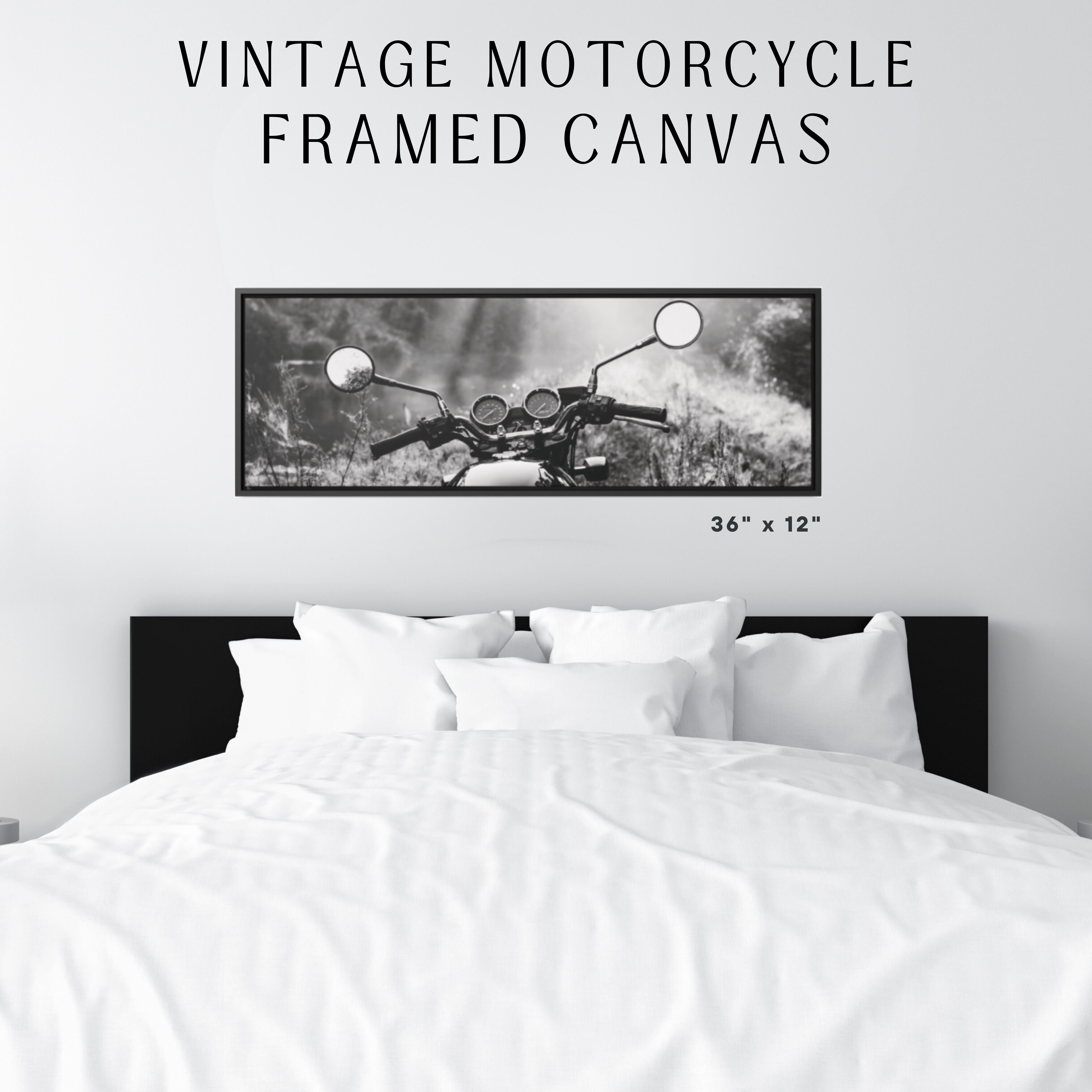 Motorcycle In Field Canvas Print - Gallery Wrapped