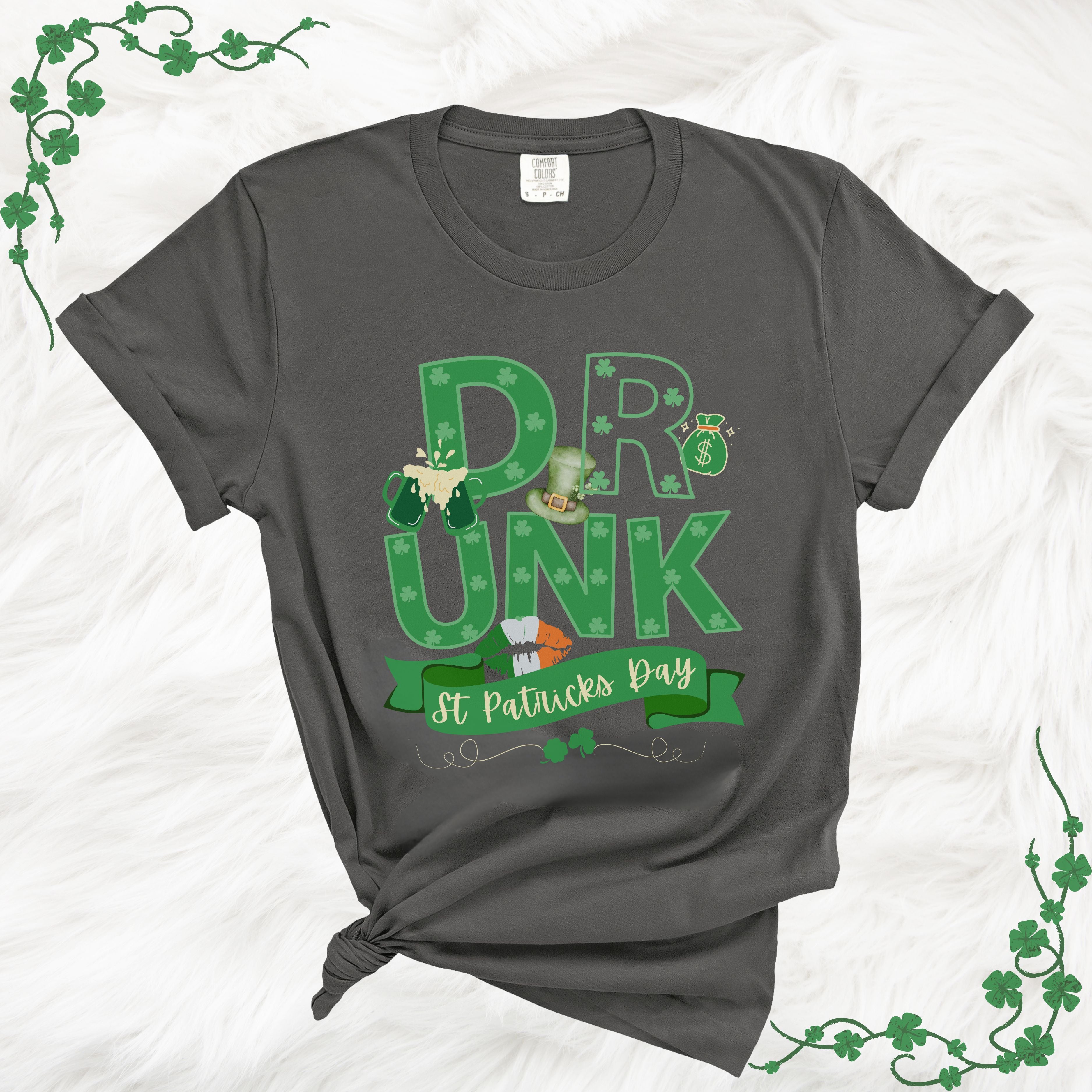 St Patricks Day Drunk Crew Neck TShirt