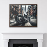 Urban Motorcycle Framed Canvas Print