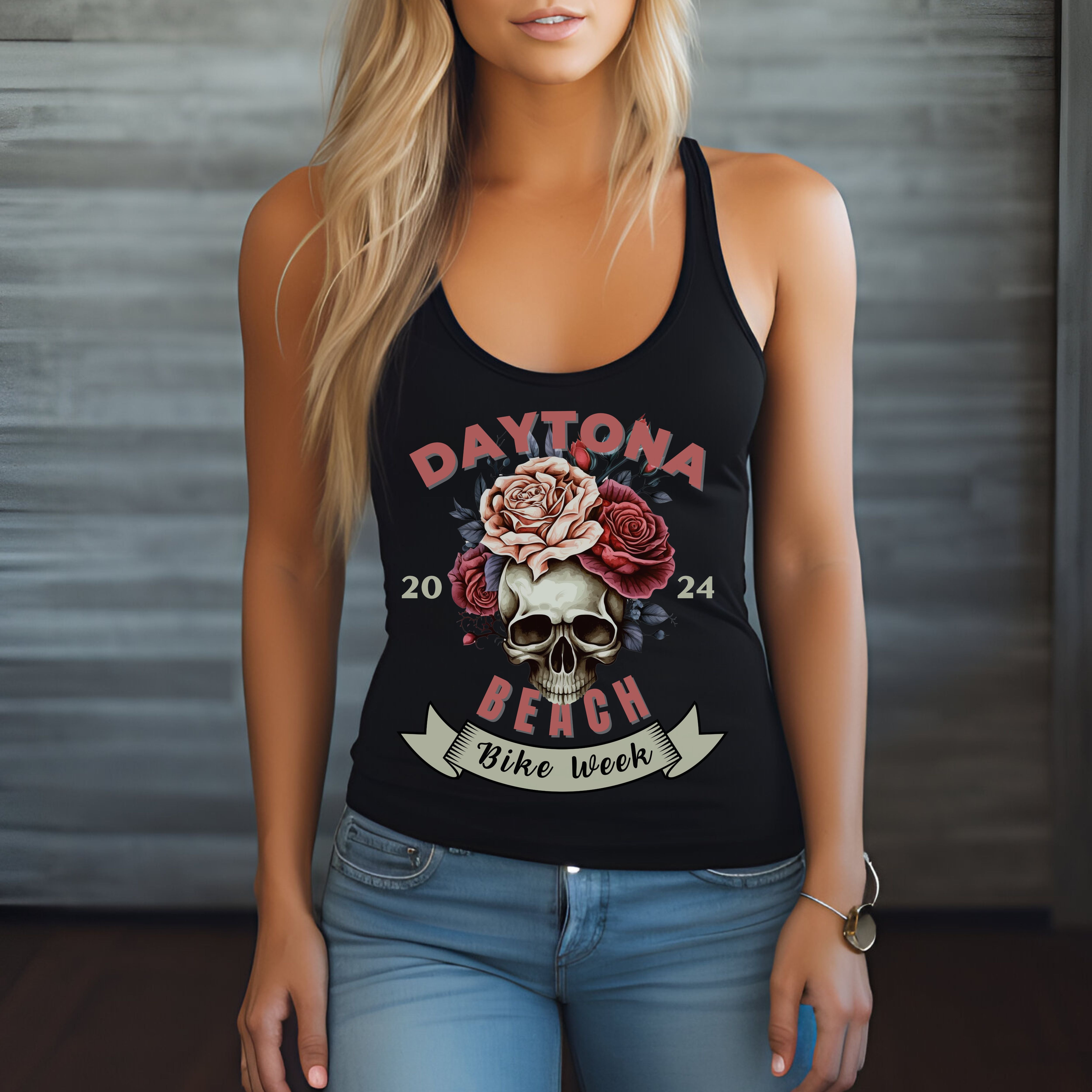 Daytona Beach Bike Week 2024 Womens Racerback Tank Top